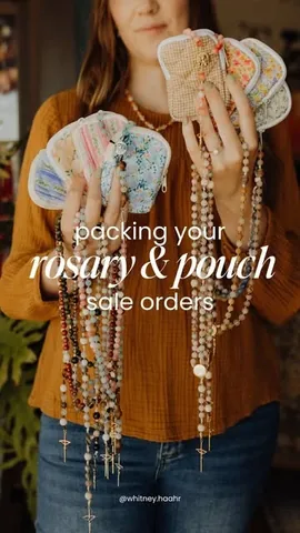 whitney.haahr Instagram post about Rosary and pouch promotion