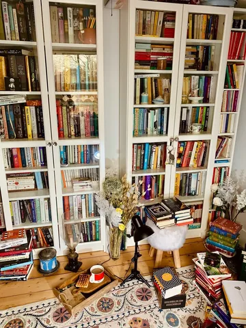 wordchild Instagram post about Seasonal reading and book stacks