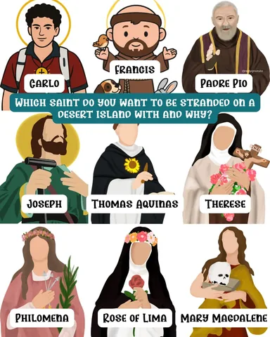 worthyofagape Instagram post about Saints in a desert island scenario